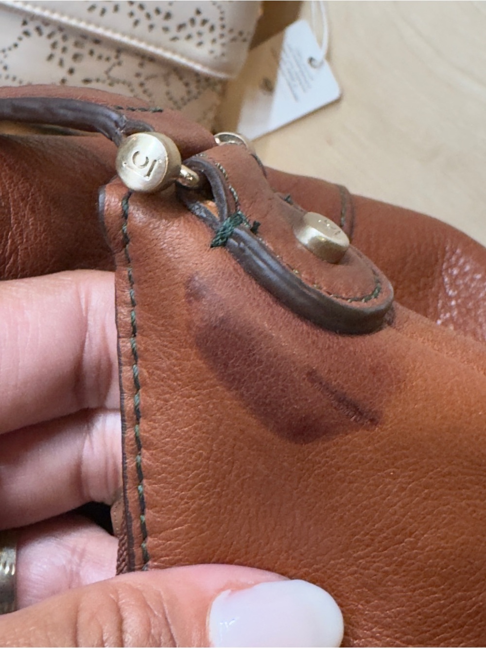 Liz Claiborne Cognac Brown genuine Leather Shoulder Hobo - Picture 10 of 15